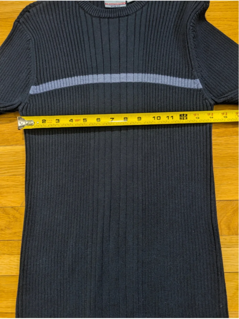 Aeropostale Navy Blue Ribbed Crewneck Sweater Slim Fit Medium